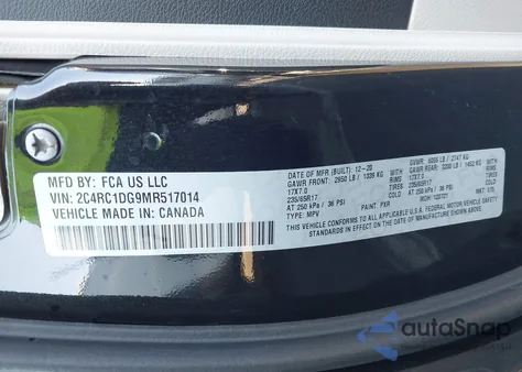 2021 Chrysler Voyager Lxi из США, поврежденный, VIN 2C4RC1DG9MR517014